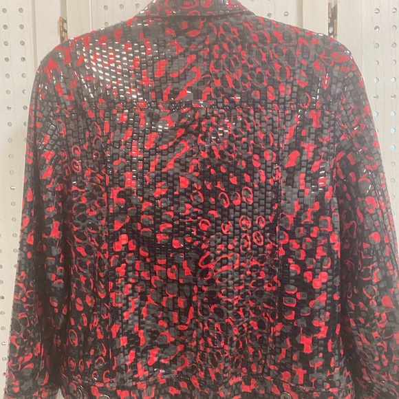 Ruby Rd. Black and Red Jean Jacket - Picture 2 of 5